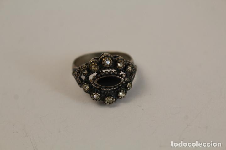 Joyeria: anillo antiguo en plata de ley con azabache y marquesitas - Foto 4