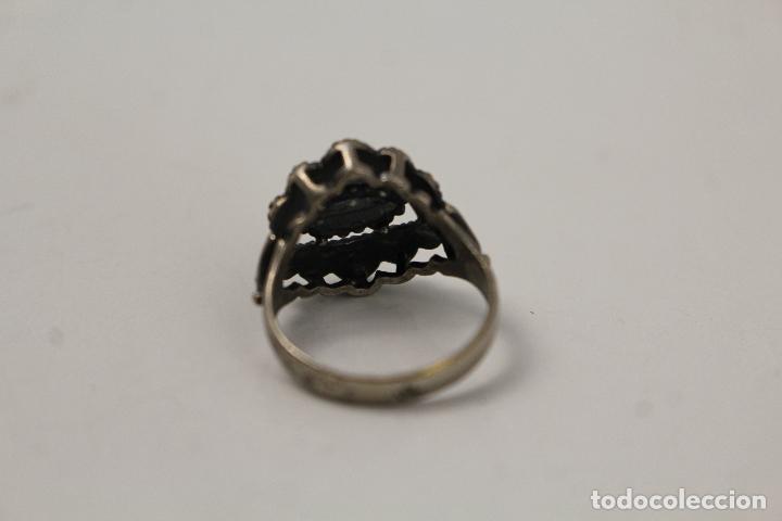 Joyeria: anillo antiguo en plata de ley con azabache y marquesitas - Foto 5