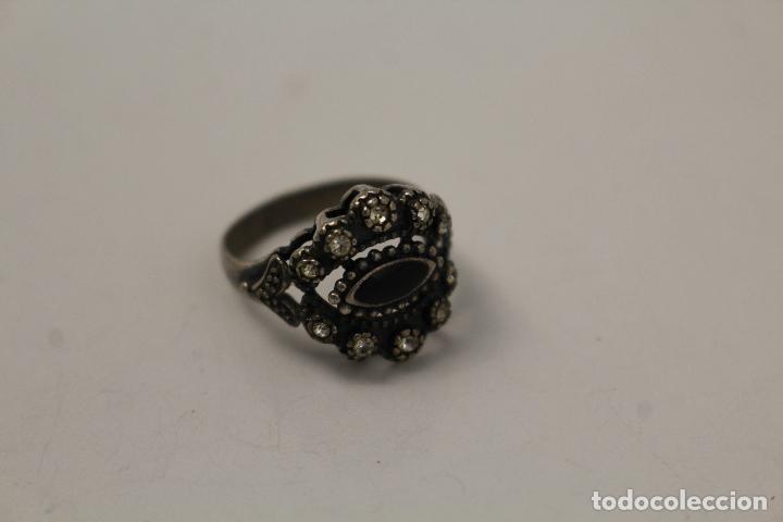 Joyeria: anillo antiguo en plata de ley con azabache y marquesitas - Foto 6