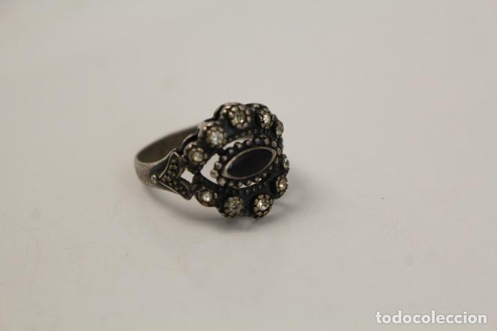 Joyeria: anillo antiguo en plata de ley con azabache y marquesitas - Foto 7