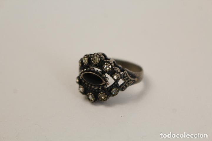 Joyeria: anillo antiguo en plata de ley con azabache y marquesitas - Foto 8