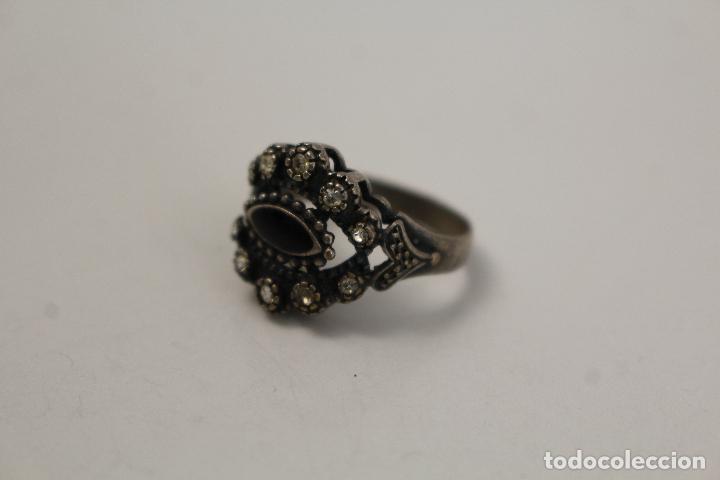 Joyeria: anillo antiguo en plata de ley con azabache y marquesitas - Foto 9