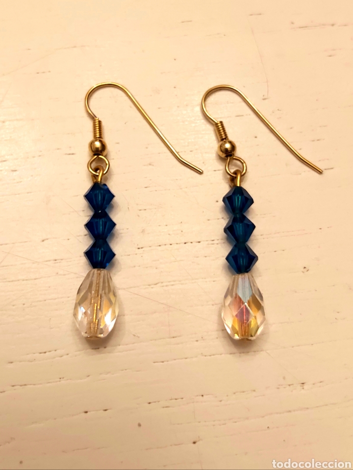 Joyeria: PENDIENTES DE CRISTAL AZUL LARGOS. - Foto 2