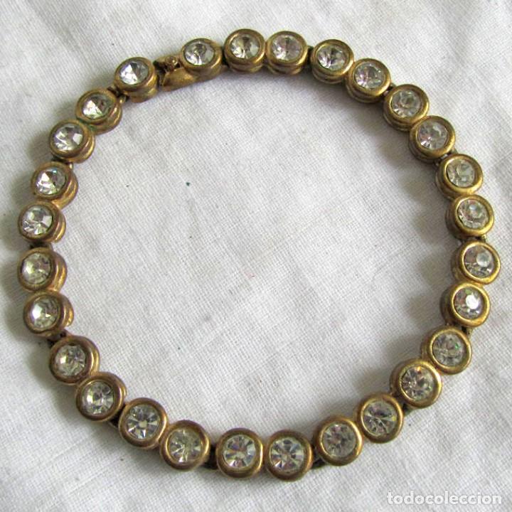 Gioielleria: Antigua pulsera de metal dorado y pedrer&iacute;a