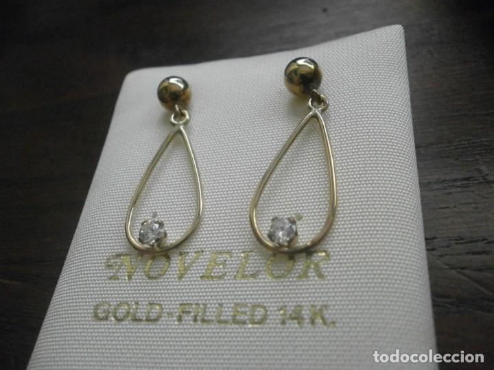 Joaillerie: Pendientes aro con piedra engarzada Gold Filled 14 k. 3 cm.
