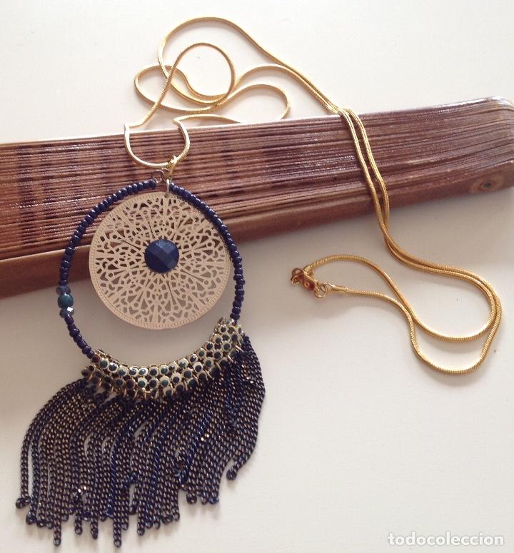 Joyeria: COLGANTE CHAPADO CADENAS FLECOS AZUL - Foto 1