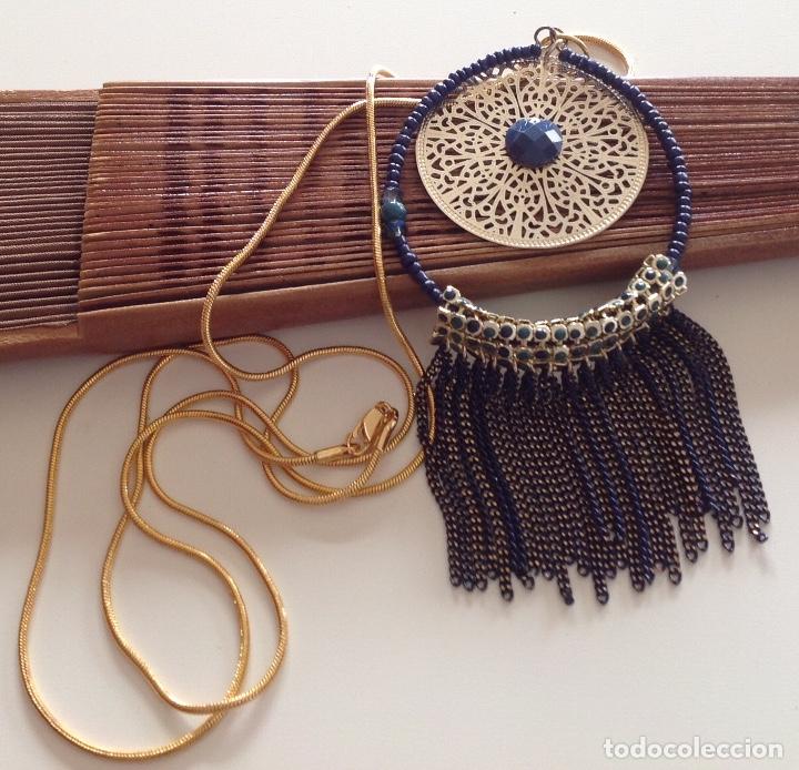 Joyeria: COLGANTE CHAPADO CADENAS FLECOS AZUL - Foto 3