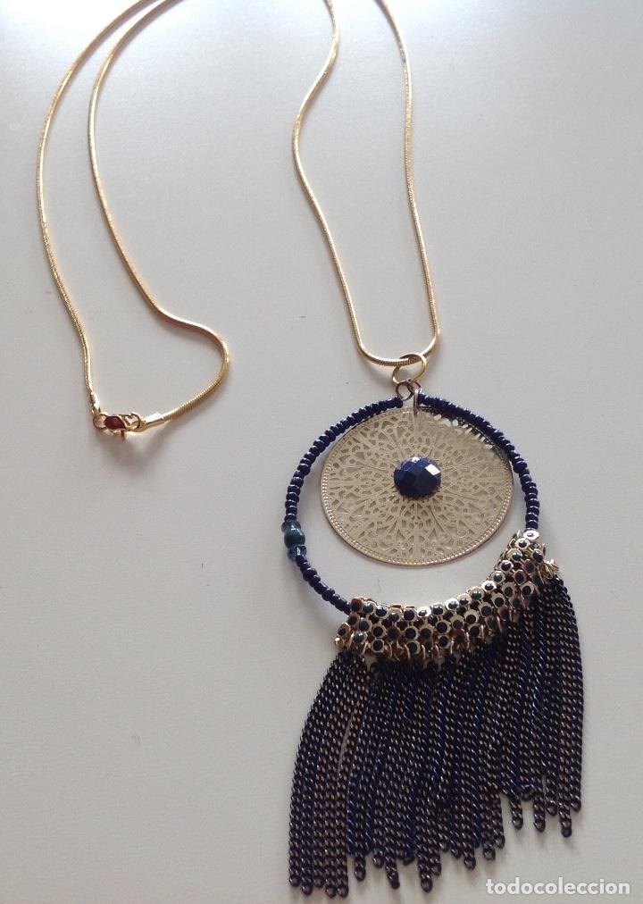 Joyeria: COLGANTE CHAPADO CADENAS FLECOS AZUL - Foto 4