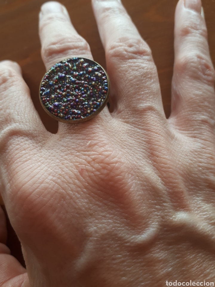 Gioielleria: Anillo ajustable microbolitas montaje artesanal Janil