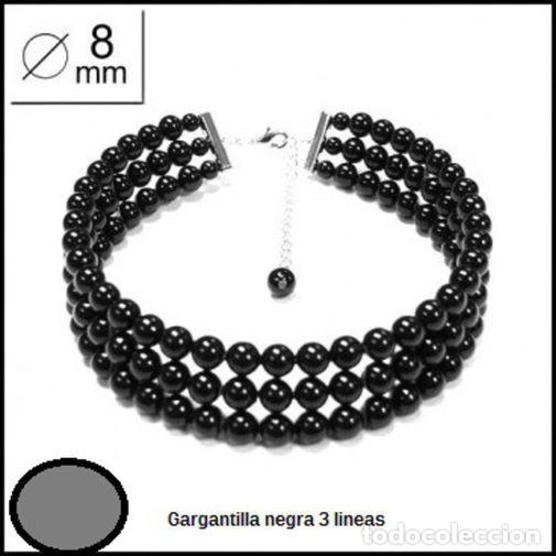 Joyeria: Gargantilla 3 l&iacute;neas perlas negras, A&ntilde;o 2000, Nueva - Foto 1