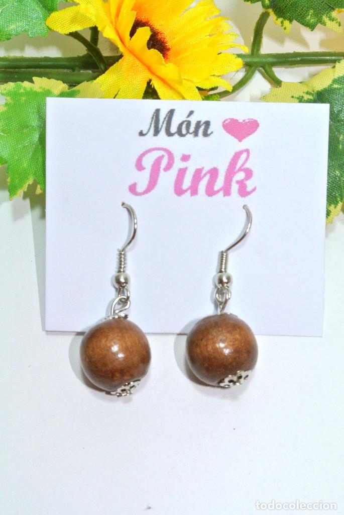Joyeria: Pendientes de madera color marr&oacute;n, A&ntilde;o 2000, Nuevos - Foto 1