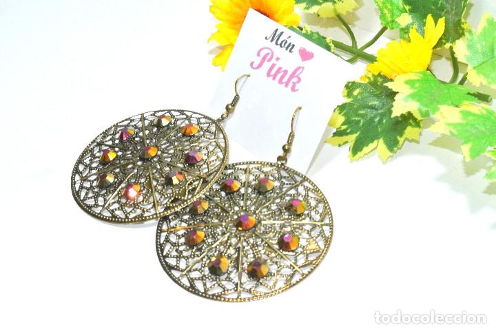 Joyeria: Pendientes color oro con strass, A&ntilde;o 2000, Nuevos - Foto 2