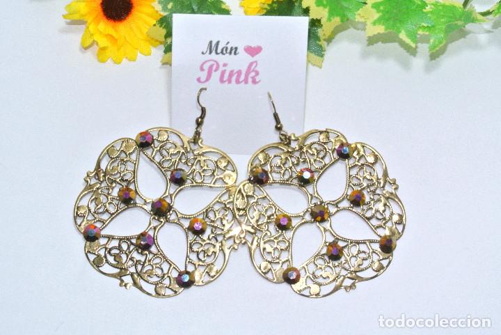 Joyeria: Pendientes color oro con strass, A&ntilde;o 2000, Nuevos - Foto 1