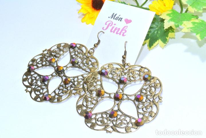 Joyeria: Pendientes color oro con strass, A&ntilde;o 2000, Nuevos - Foto 2