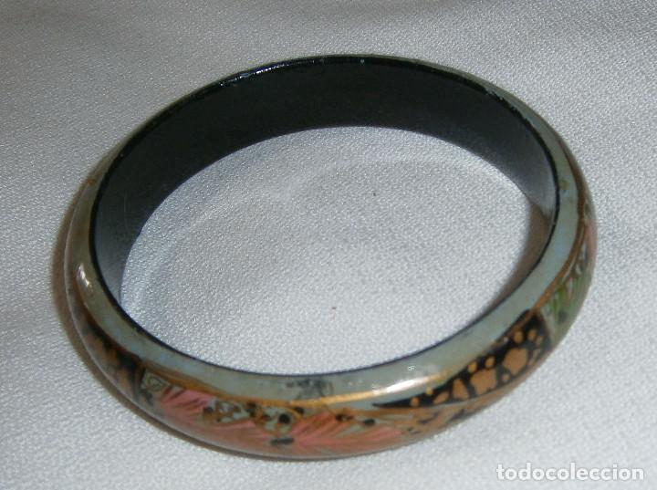 Joyeria: pulsera brazalete madera decorada de la india - Foto 2
