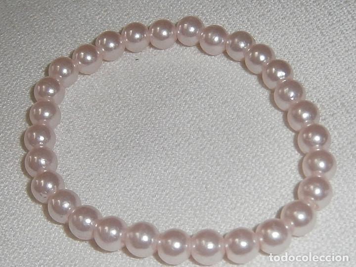 Joyeria: pulsera elastica perlas de color rosa - Foto 1