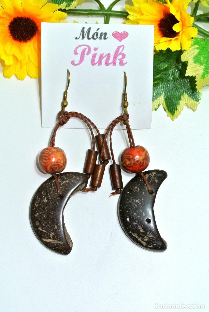 Joyeria: Pendientes bohemios lunas de coco, A&ntilde;o 2000, Nuevos - Foto 2
