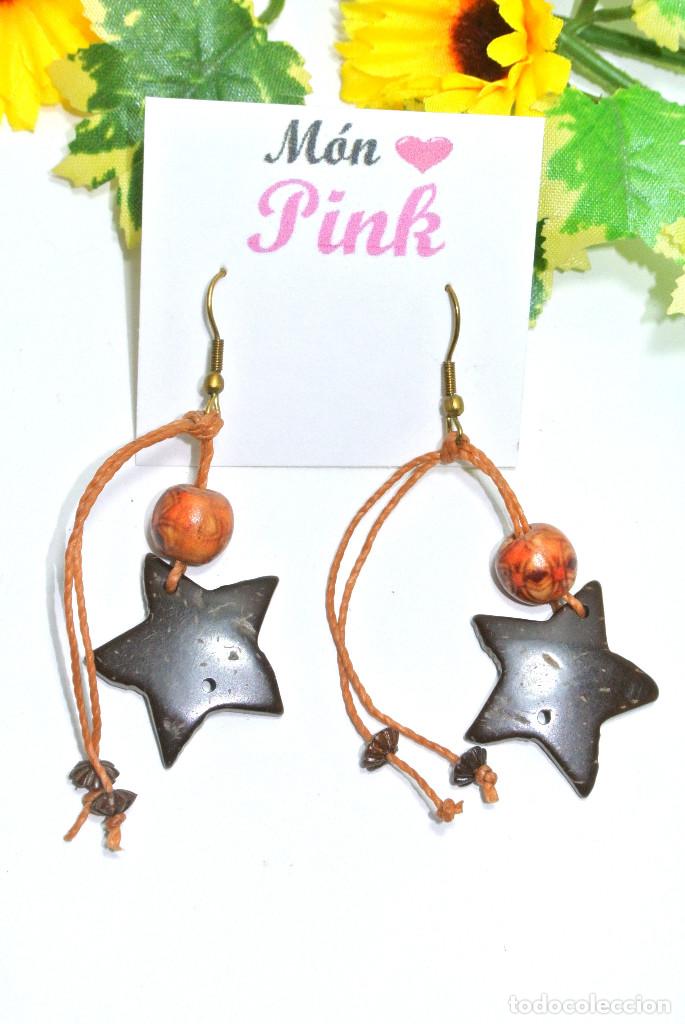Joyeria: Pendientes bohemios largos estrellas de madera de coco, A&ntilde;o 2000 , Nuevos - Foto 2