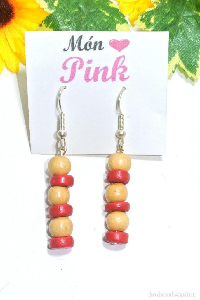 Joyeria: Pendientes bohemios de madera color combinado, A&ntilde;o 2000, Nuevos - Foto 2