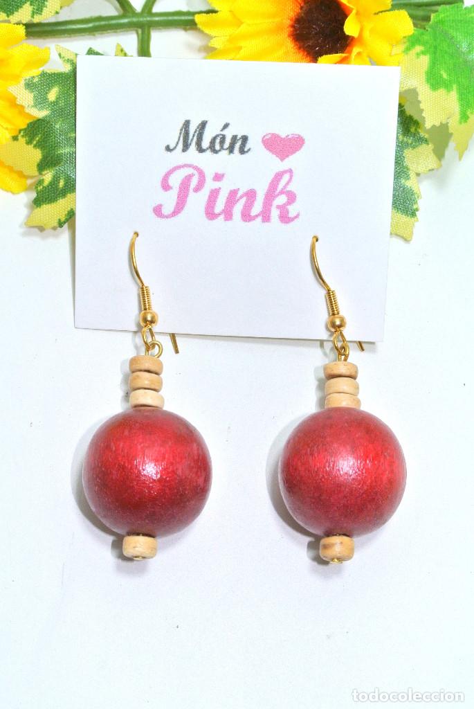 Joyeria: Pendientes bohemios de madera con color, A&ntilde;o 2000, Nuevos - Foto 2