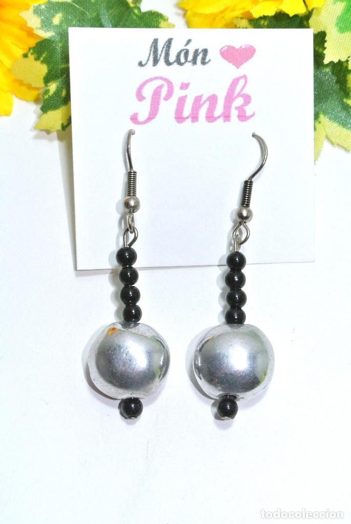 Joyeria: Pendientes color plata y negro, A&ntilde;o 2000, Nuevos - Foto 2