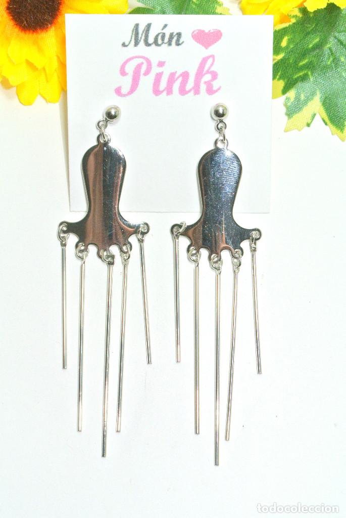 Joyeria: Pendientes largos color plata, A&ntilde;o 2000, Nuevos - Foto 2