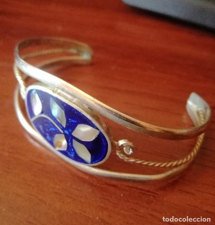 Joyeria: BRAZALETE de ALPACA CON NACAR INCRUSTADO. MEXICO - Foto 2
