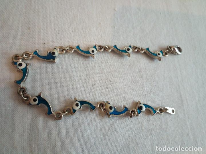 Joyeria: 64-PULSERA DE ALPACA PLATEADA Y ESMALTADA, PECES - Foto 3
