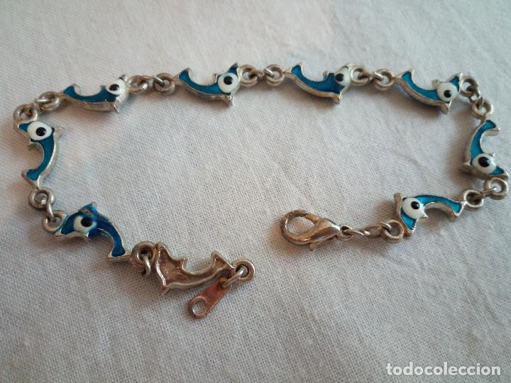 Joyeria: 64-PULSERA DE ALPACA PLATEADA Y ESMALTADA, PECES - Foto 4