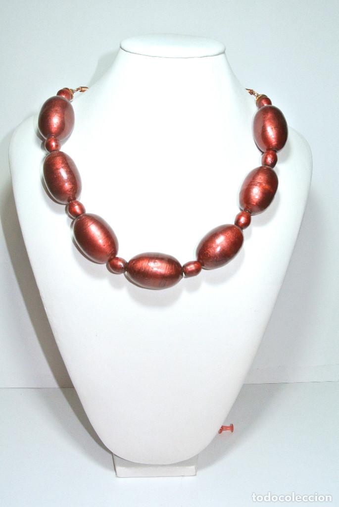 Joyeria: Collar corto color rojo teja, A&ntilde;o 2000, Nuevo - Foto 2