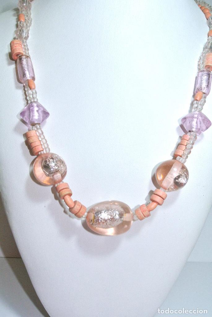 Joyeria: Collar corto color rosa combinado, A&ntilde;o 2000, Nuevo - Foto 2