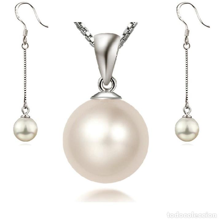 Joyeria: Conjunto de pendientes de collar con colgante de perlas de plata 925 - Foto 1