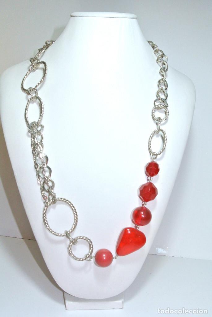 Joyeria: Collar color plata y rojo, A&ntilde;o 2000, Nuevo - Foto 1