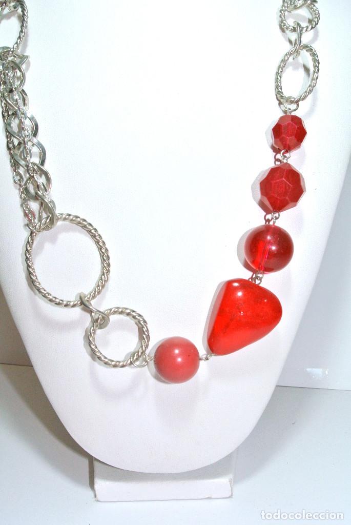 Joyeria: Collar color plata y rojo, A&ntilde;o 2000, Nuevo - Foto 2