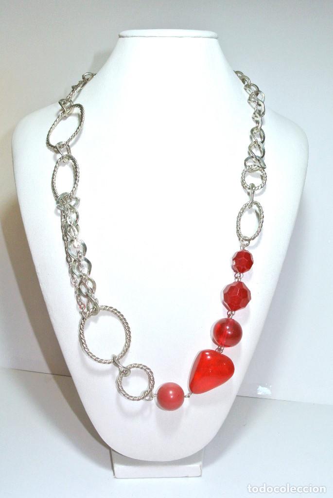 Joyeria: Collar color plata y rojo, A&ntilde;o 2000, Nuevo - Foto 3