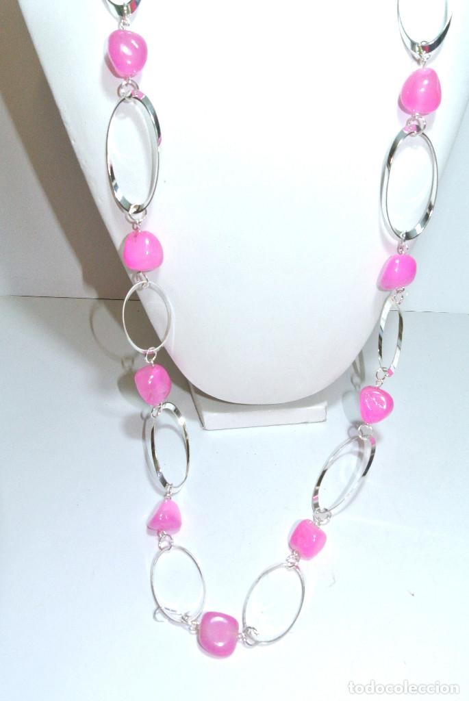 Joyeria: Collar largo color plata y rosa, A&ntilde;o 2000, Nuevo - Foto 2