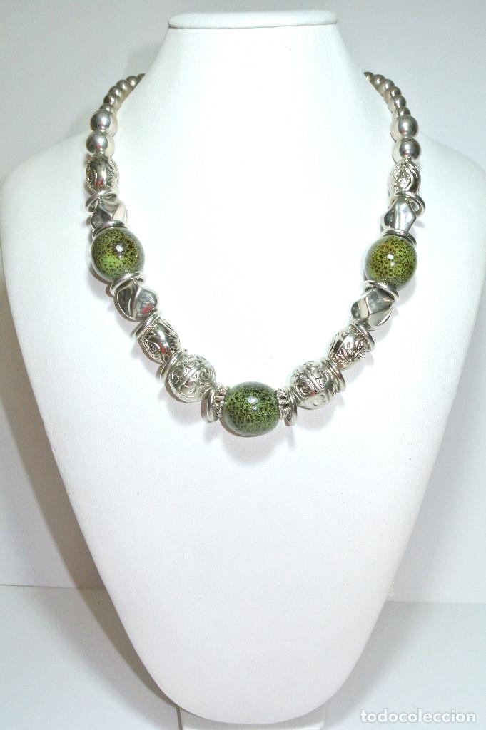Joyeria: Collar corto color plata y verde, A&ntilde;o 2000, Nuevo - Foto 2