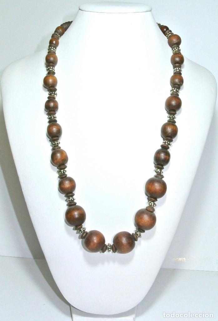 Joyeria: Collar bohemio de madera marr&oacute;n, A&ntilde;o 2000, Nuevo - Foto 1