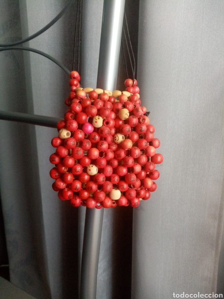 Joyeria: Mini bolso hecho completamente con piezas, cuentas y abalorios de madera - Foto 1
