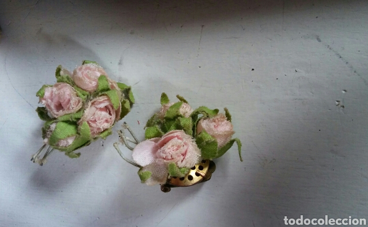 Joyeria: Pendientes con rosas en pa&ntilde;o - vintage - Foto 2