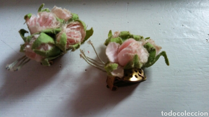 Joyeria: Pendientes con rosas en pa&ntilde;o - vintage - Foto 1
