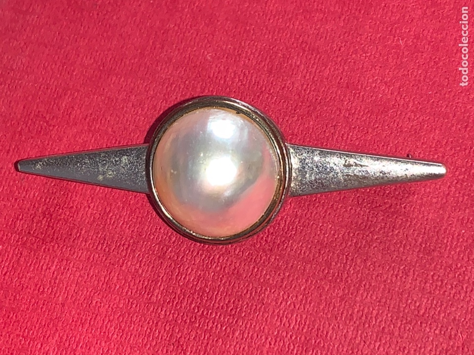 Schmuck: Precioso broche de dise&ntilde;o a&ntilde;os 60 en plata y piedra blanca