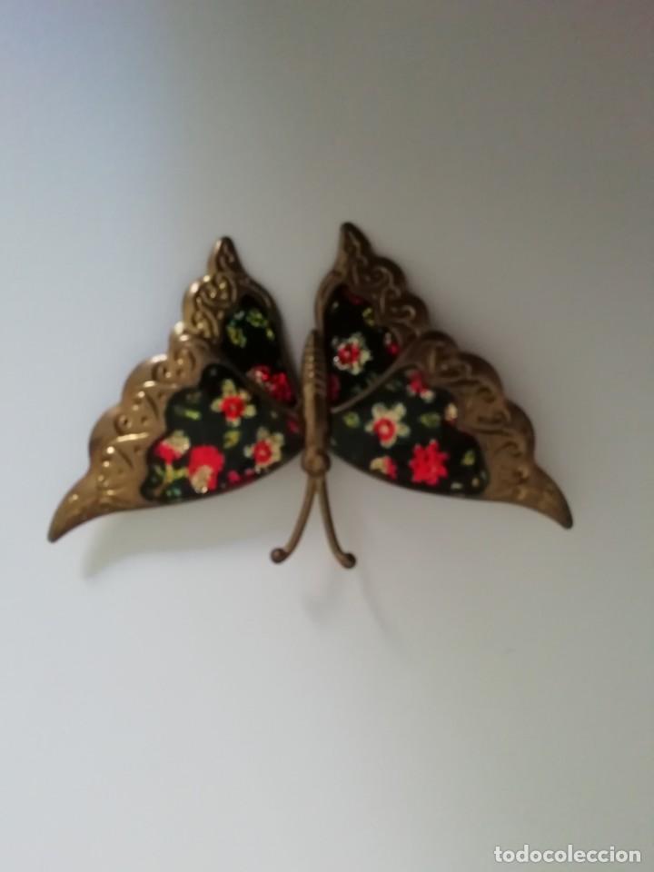 Schmuck: Antiguo broche mariposa lat&oacute;n con esmalte o vidriado