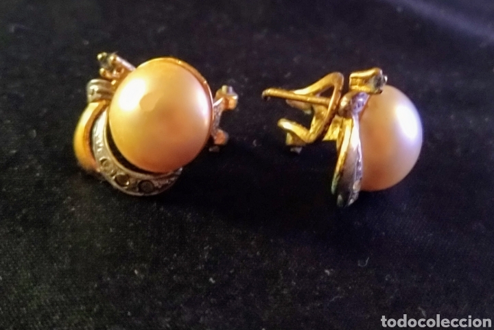 Joyeria: Pendientes antiguos con ba&ntilde;o de oro y perlas. - Foto 4