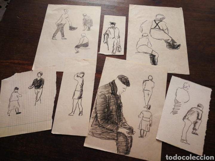 Gioielleria: LOTE DE DIBUJOS ESBOZOS A L&Aacute;PIZ Y AL CARB&Oacute;N JOAN FONT. A&Ntilde;OS 50-60'S.