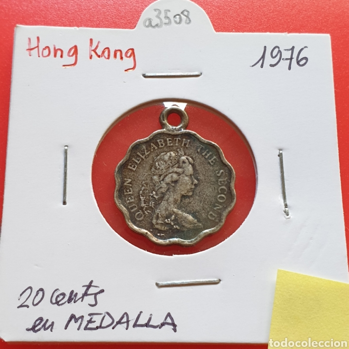 Gioielleria: Hong Kong 20 cents 1976 arreglada para colgante