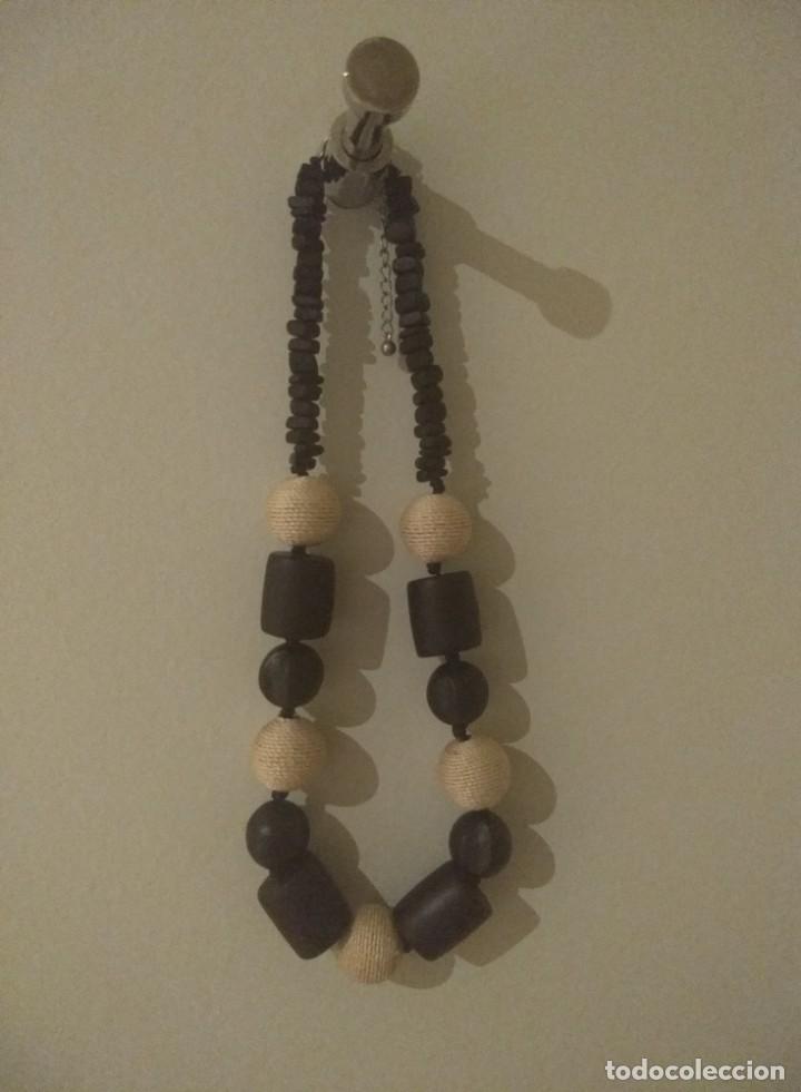 Joyeria: Bonito collar de madera y textil, negro y crudo - Foto 3