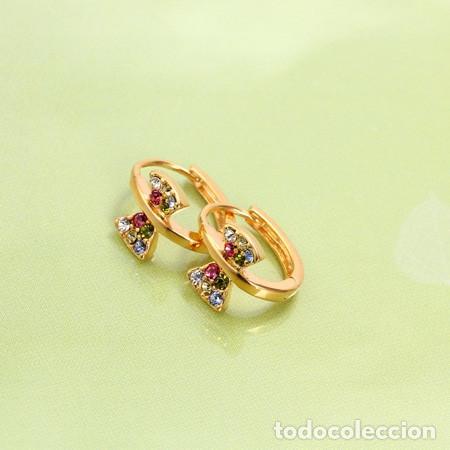 Joyeria: Pendientes chapados en oro con circonitas. - Foto 2