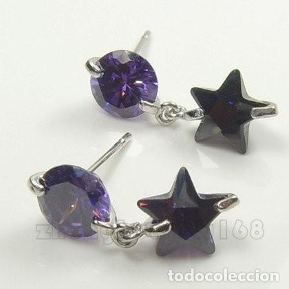 Joyeria: pendientes estrellas chapados en oro blanco con circonitas. - Foto 2