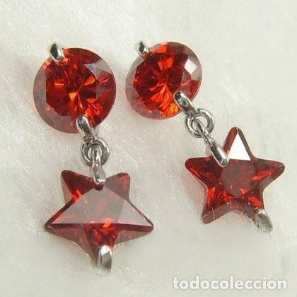 Joyeria: pendientes estrellas chapados en oro blanco con circonitas. - Foto 1